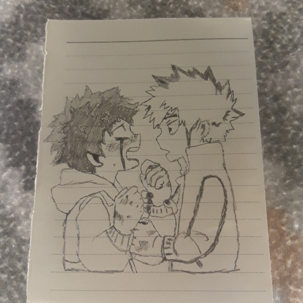 Deku crying and bakugo being confused